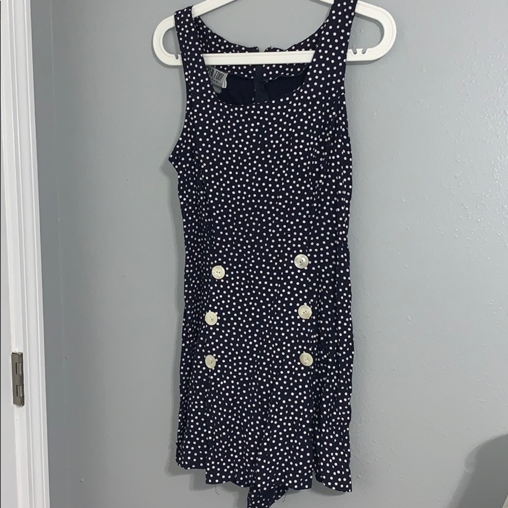 Blue and White Polka Dot Vintage Romper